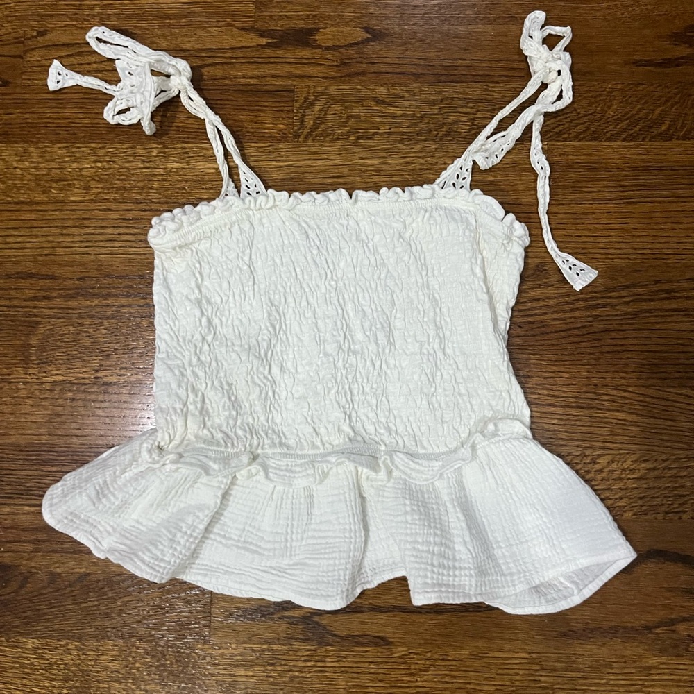 Chic White Ruffled Camisole